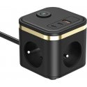 Viking-virtalähdeadapteri YC33, 3x 230 V, 1x USB-A, 2x USB-C, ON/OFF-painike, pituus 1,4 m, musta Viking-virtalähdeadapteri YC33, 3x 230 V, 1x USB-A, 2x USB-C, ON/OFF-painike, pituus 1,4 m, musta
