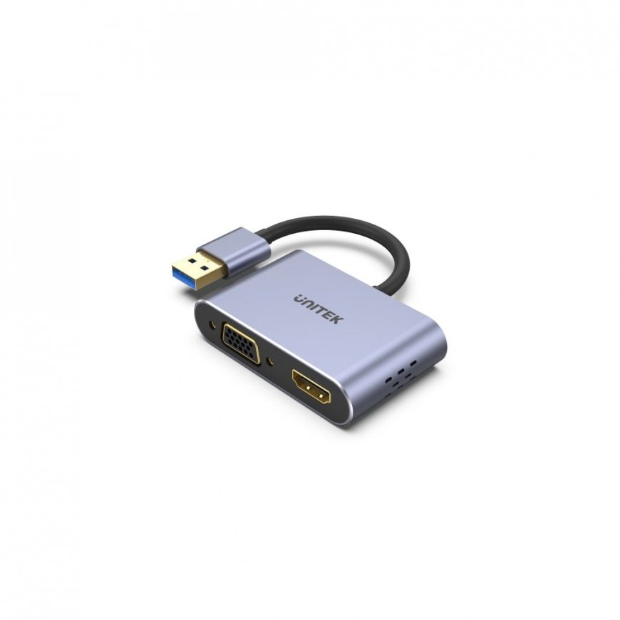 UNITEK V1304A vaizdo kabelio adapteris 0,15 m USB A tipo HDMI + VGA (D-Sub) Pilka