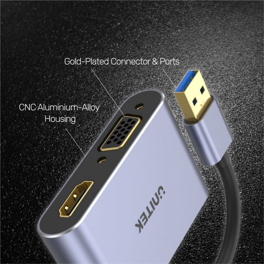 UNITEK V1304A vaizdo kabelio adapteris 0,15 m USB A tipo HDMI + VGA (D-Sub) Pilka – 4