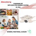 Klausberg 12-piece cookware set with marble coating, cream color, KB-7884 Klausberg 12-piece cookware set with marble coating, cream color, KB-7884