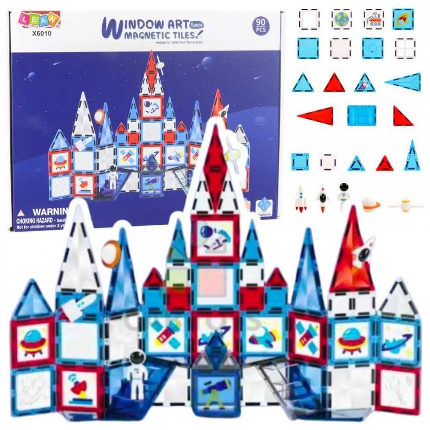 Lean Toys Magnetic Construction Blocks Space Windows 90 pcs