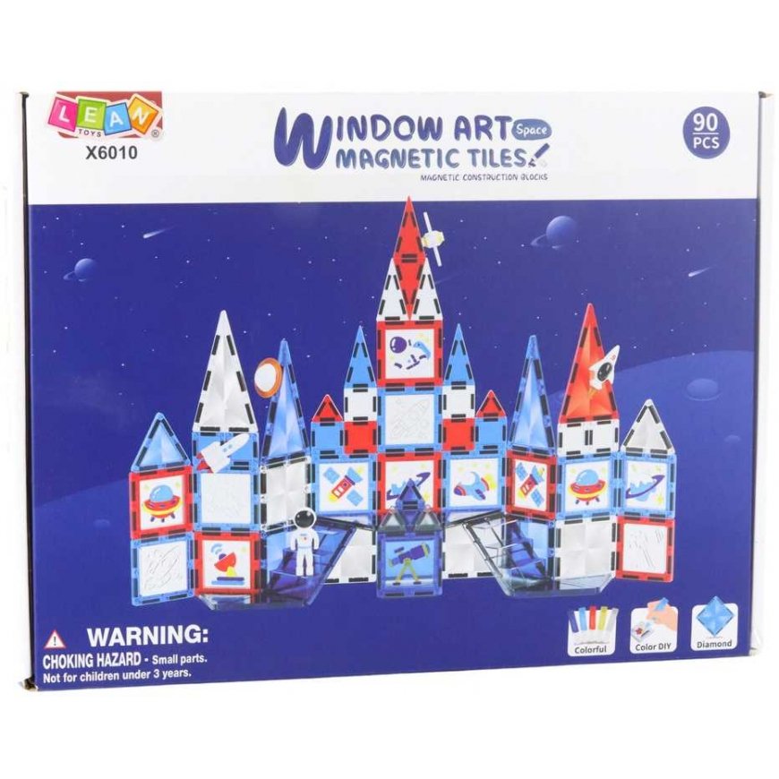 Lean Toys Magnetic Construction Blocks Space Windows 90 pcs – 4