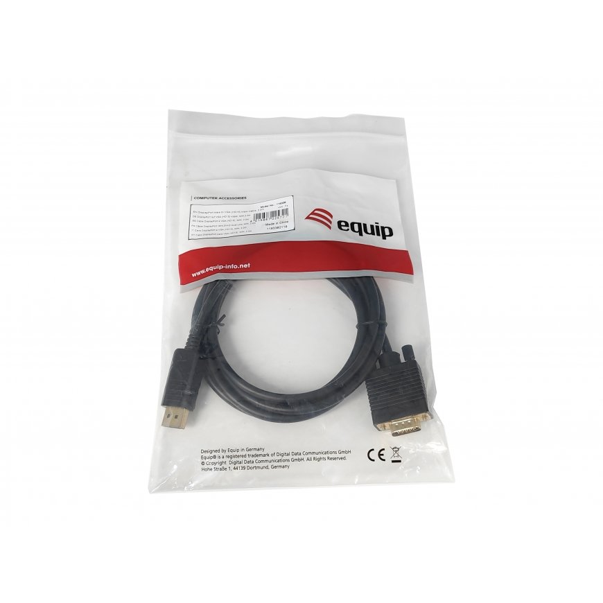 Equip 119338 video kabeļu aksesuārs 2 m VGA (D-Sub) DisplayPort Melns – 4
