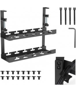 The Maclean under-desk cable organizer, max load 5kg, 2 levels, black, MC-104 B