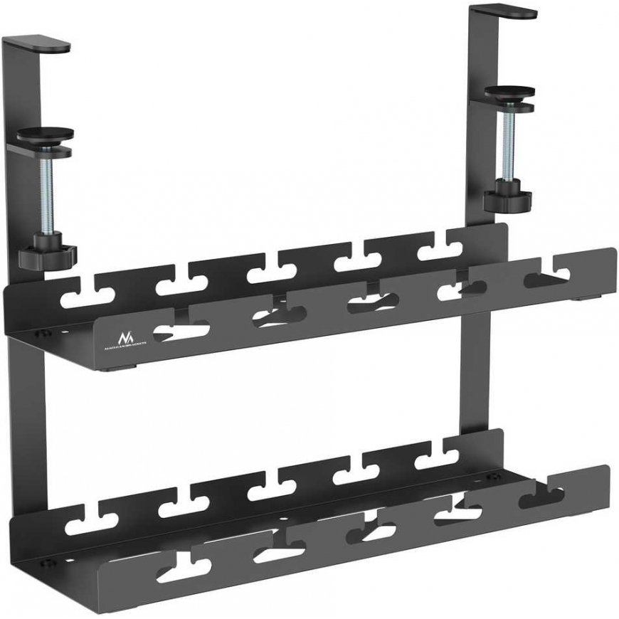 The Maclean under-desk cable organizer, max load 5kg, 2 levels, black, MC-104 B – 2