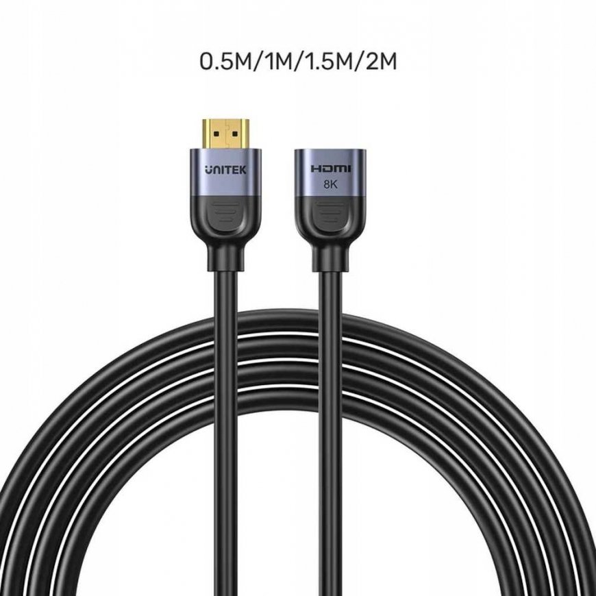 Unitek HDMI (M) - HDMI (F) 2.1 prailginimise kaabel, 8K 1 m – 2