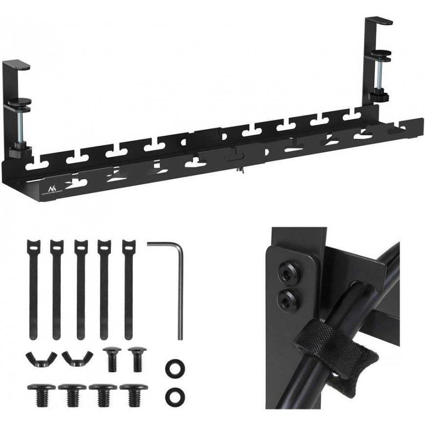 The Maclean under-desk cable organizer, maximum load 5kg, max. diameter 728 mm, black, MC-103 B