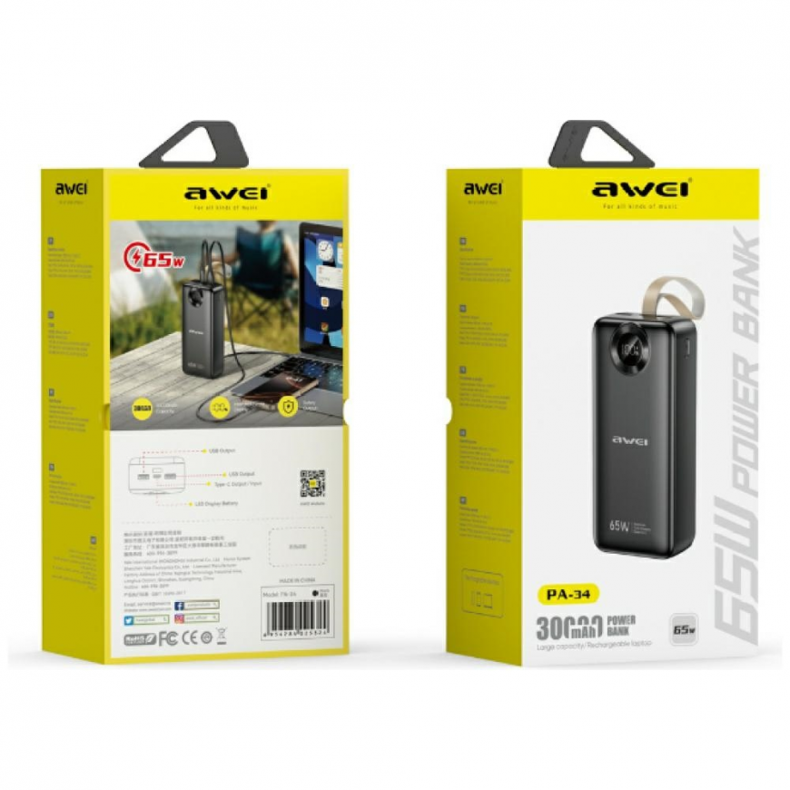 Powerbank Awei PA-34 30000mAh 65W Fast charging black – 4