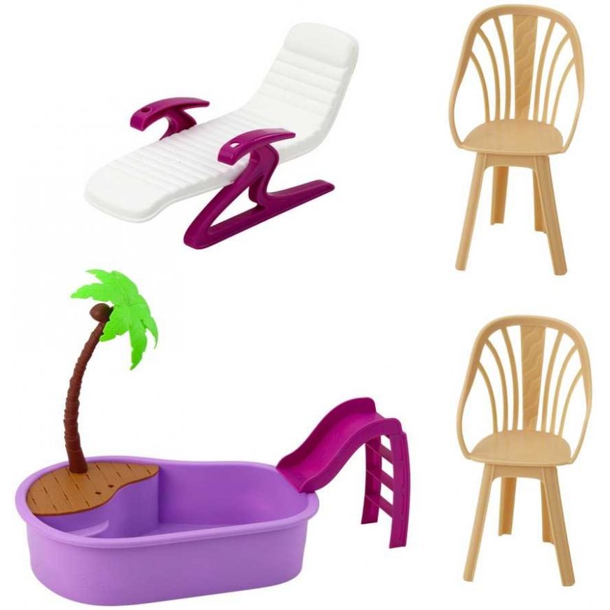 Lean Toys Anlily nuku komplekt rannas basseini, palmi, joogiputka ja aksessuaaridega – 4