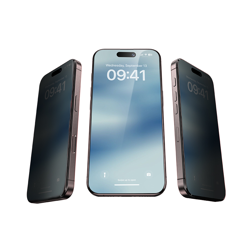 Oem Benks Temperētais stikls Air Shield Privātums (TF67) iPhone 17 16 Pro melns - 10 gabali – 2