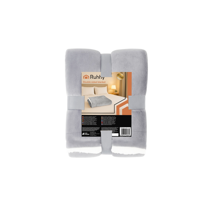 Double-sided blanket 150x200cm light gray Ruhhy 26293 – 2