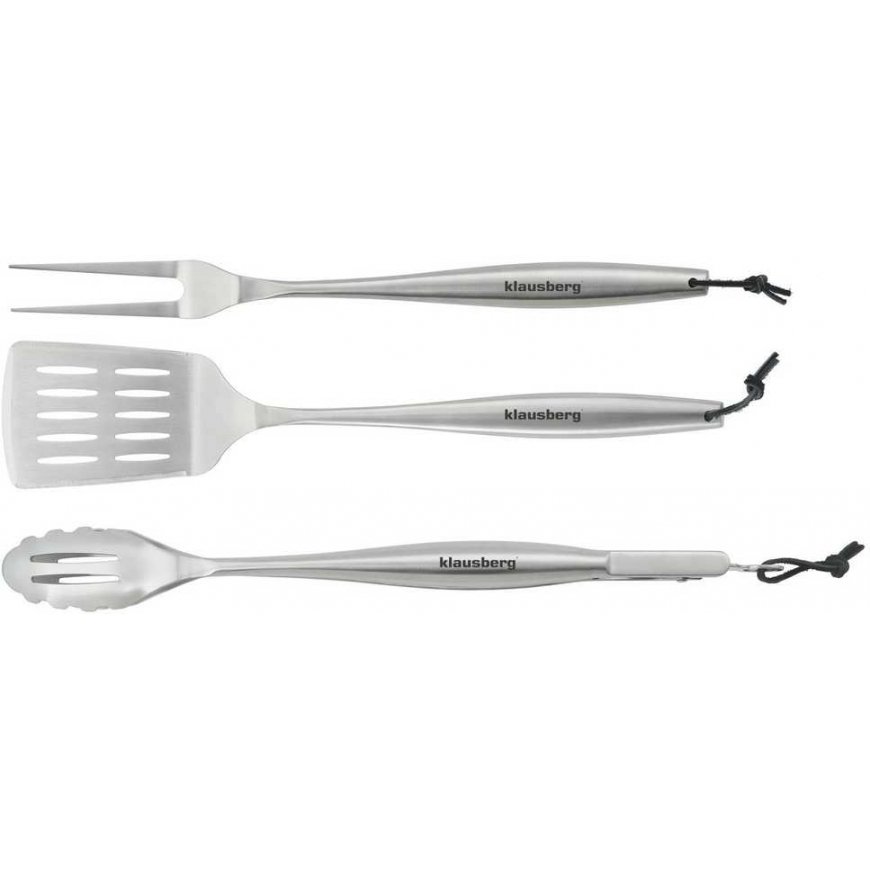 Grillaustyökalusarja, 3 kpl, ruostumatonta terästä, Klausberg KB-7900 – 2