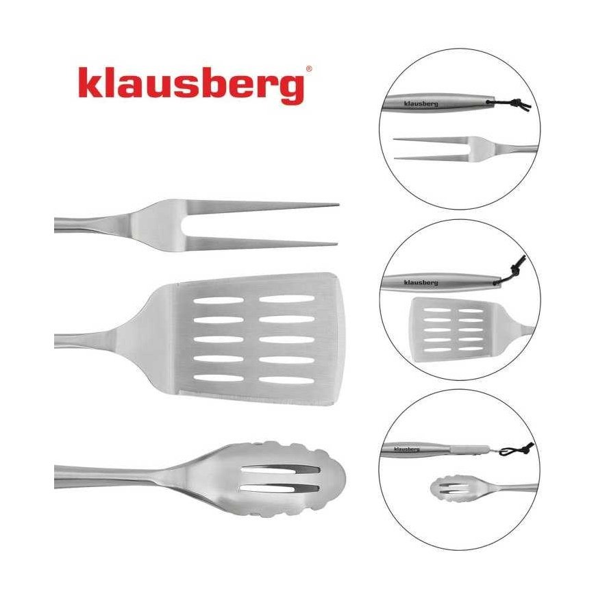 Grilinimo įrankių rinkinys, 3 vnt., nerūdijantis plienas, Klausberg KB-7900 – 3