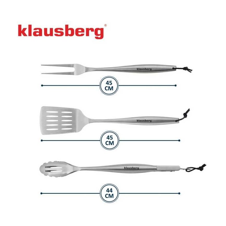 Grillaustyökalusarja, 3 kpl, ruostumatonta terästä, Klausberg KB-7900 – 4