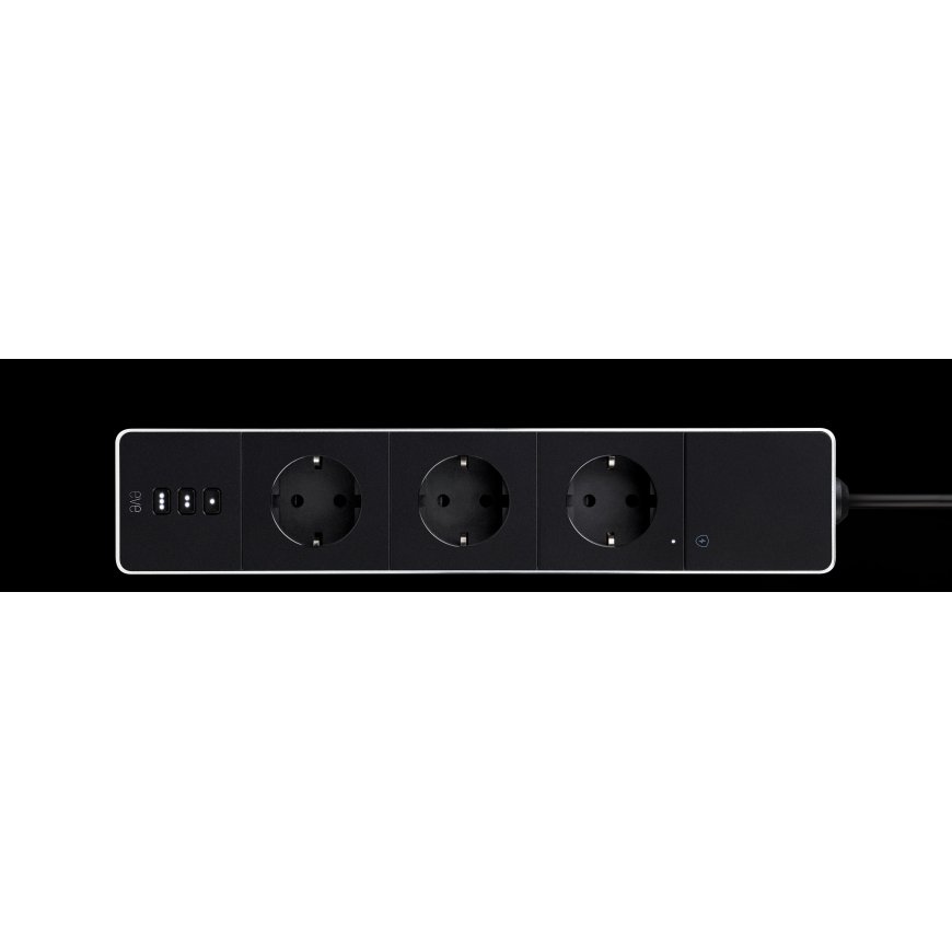 Eve Energy Strip Must, Valge 3 vahelduvvoolu kontakt 120-230 V 1,9 m – 3