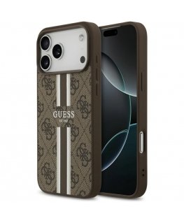 Dėklas Case Guess 4G Spausdintos Juostelės MagSafe iPhone 17 Pro Max ruda