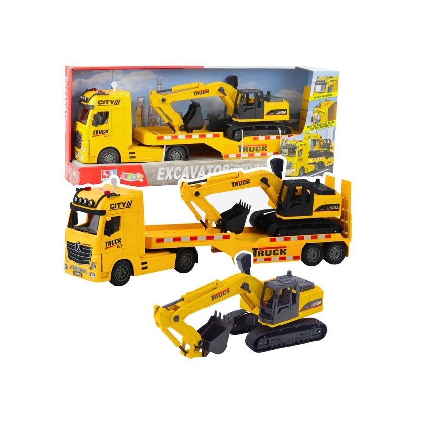 Lean Toys Sunkvežimis Traktorius Krovimo Ekskavatorius Judantys Šviesos Garso Geltona