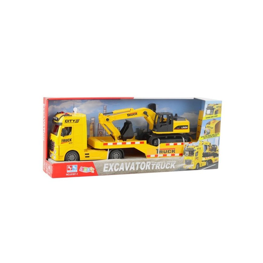 Lean Toys Sunkvežimis Traktorius Krovimo Ekskavatorius Judantys Šviesos Garso Geltona – 2