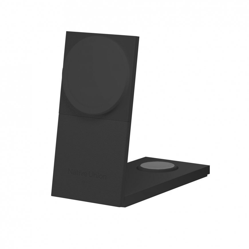 Native Union Rise 3-In-1 Qi2 Nutitelefon Must USB Traadita laadimine Hoonesisene