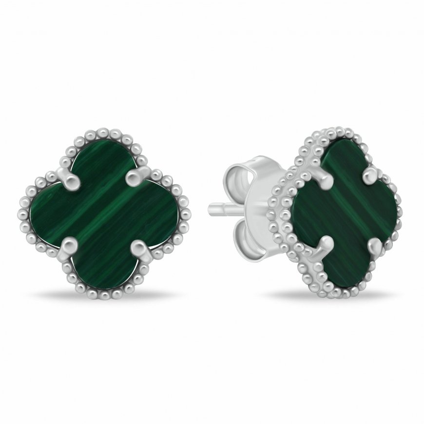 Brilio Silver Beautiful silver earrings Four-leaf EA1157WG