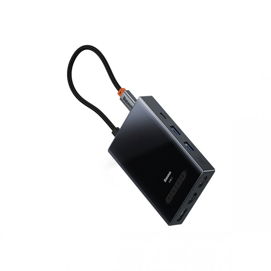 Baseus PioneerJoy 8-in-1 USB-C centrmezgls HDMI 4K@60Hz + HDMI 4K@30Hz +