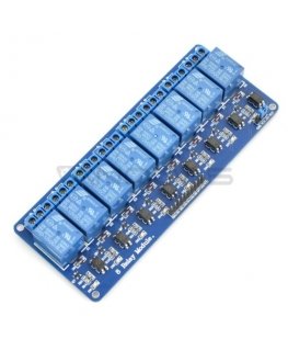Oem optoizolatsiooni relee moodul, 8 kanalit - 10A/250VAC kontaktid - 12V rull - sinine