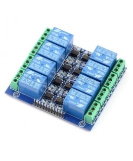 Oem 8 kanalų relės modulis su optoizoliacija - 10A / 250VAC kontaktai - 5V