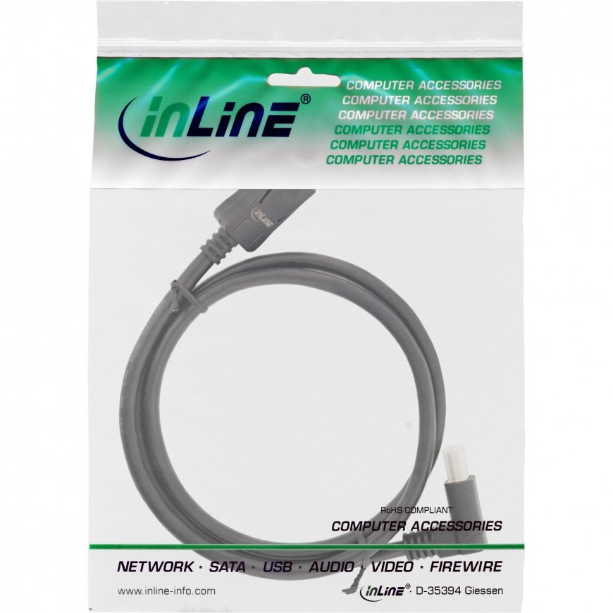 InLine DisplayPort 1.4 cable, 8K4K, downward angled, black/gold, 3m – 2