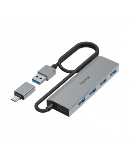 Hama 00200138 sąsajos šakotuvas USB 3.2 Gen 1 (3.1 Gen 1) Type-A + Type-C 5000 Mbit/ai Antracitas, Pilka