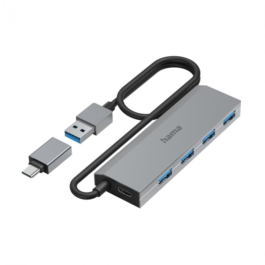 Hama 00200138 sąsajos šakotuvas USB 3.2 Gen 1 (3.1 Gen 1) Type-A + Type-C 5000 Mbit/ai Antracitas, P