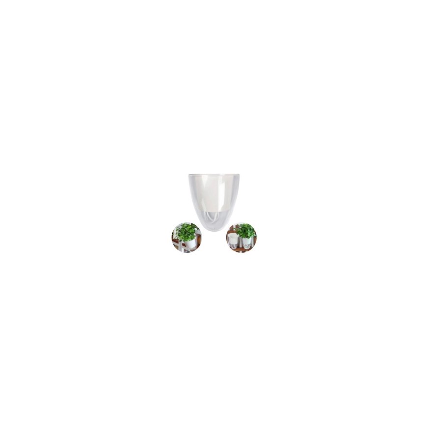OEM pašā laistīšanas ziedu pods – 14.5 cm – balts – ar