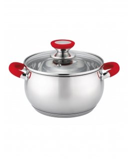 Puodas Voltz OV51210N18, 18 cm./2,5 l, raudonos rankenos, nerūdi