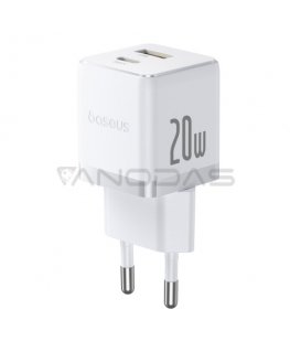 Baseus Palm 20W USB-C USB-A Sienas Lādētājs - Balts