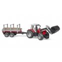 BRUDER Massey Ferguson + Frontloader and timber trailer BRUDER Massey Ferguson + Frontloader and timber trailer