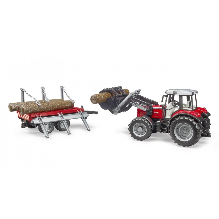 BRUDER Massey Ferguson + Frontloader and timber trailer – 2