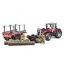 BRUDER Massey Ferguson + Frontloader and timber trailer BRUDER Massey Ferguson + Frontloader and timber trailer