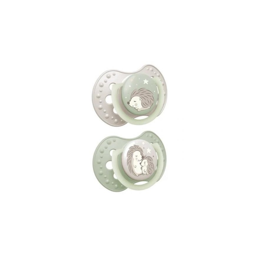 LOVI silicone dynamic pacifiers Night&Day Hedgehog, 6-18M, 2pcs., 22/930 – 2