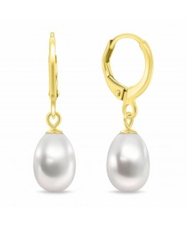 Brilio Silver Elegant kultaketju korvakorut, joissa on oikea helmi EA1199Y