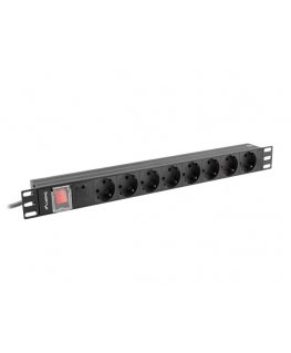 Lanberg PDU-08F-0200-BK tehonjakeluyksikkö 8 AC-pistorasia(a) 1U musta