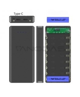 Oem W8 DIY ārējais akumulatora korpuss - 8x18650 - 20000mAh - C tips - USB - microUSB