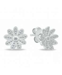 Brilio Silver Sidabrinis flower earrings with cubic zirconia EA1198W