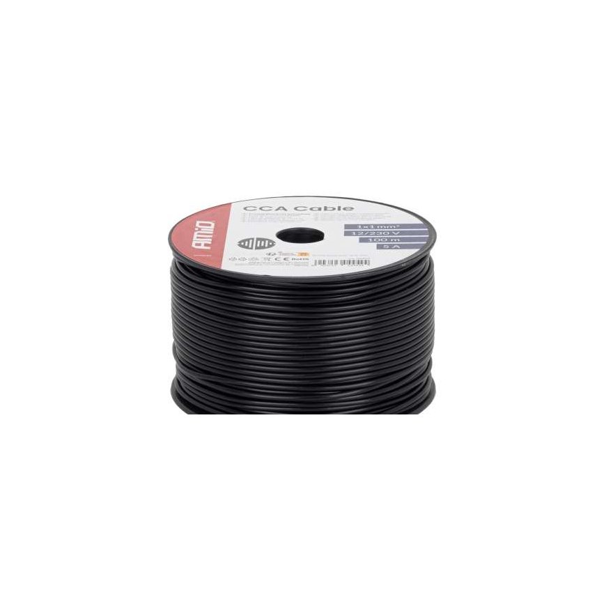 Võrgukaabel must cca 1x1.5mm2 50m 7.5a 12/230v amio-04455 – 2