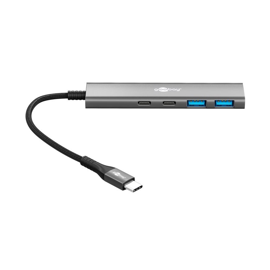 Goobay 76563 Slim 4-Port USB Hub, USB-C™ to USB-C™/USB-A – 3