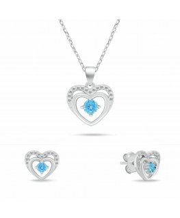 Brilio Silver Delicate hõbedane ehekomplekt Südamed helesiniste zirkonitega SET295WAQ (ripats, kõrvarõngad)