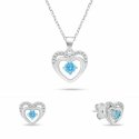 Комплект ювелирных изделий Brilio Silver Delicate из серебра Сердца с светло-голубыми цирконами SET295WAQ (подвеска, серьги) Комплект ювелирных изделий Brilio Silver Delicate из серебра Сердца с светло-голубыми цирконами SET295WAQ (подвеска, серьги)