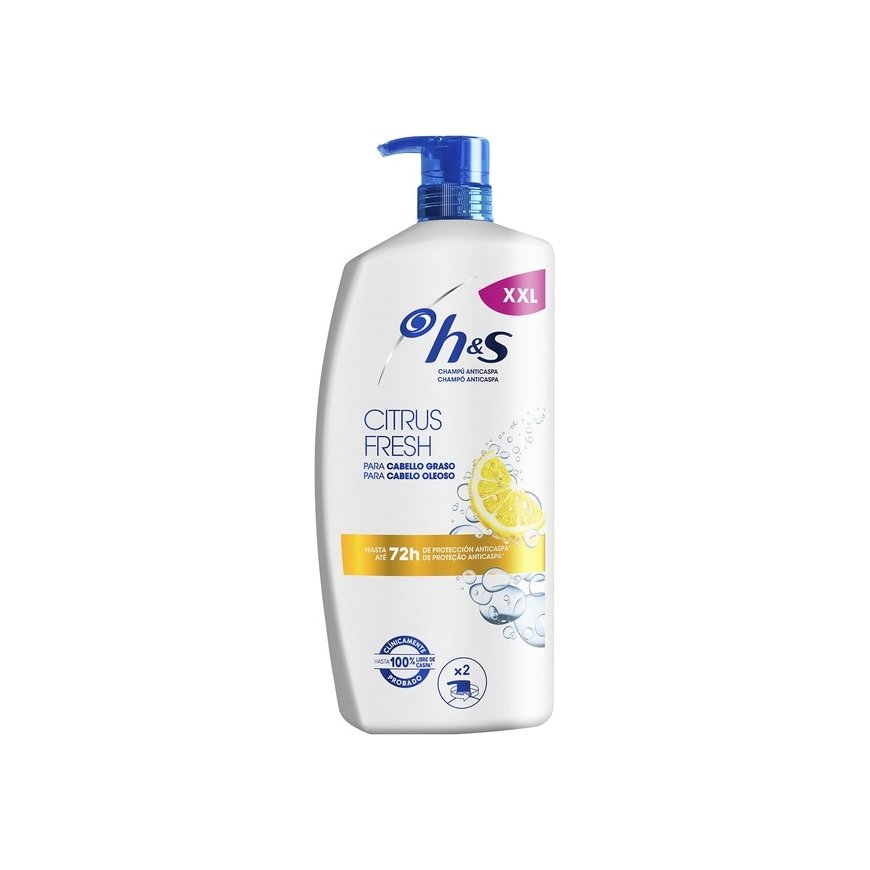 Head&Shoulders H&S CITRUS FRESH -hilseilevälle hiuksille tarkoitettu shampoo, 1000 ml annostelupullo – 2