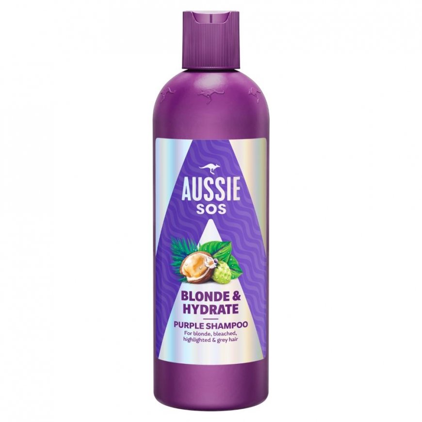 AUSSIE SOS BLONDE & HYDRATE violetais šampūns 300 ml – 2