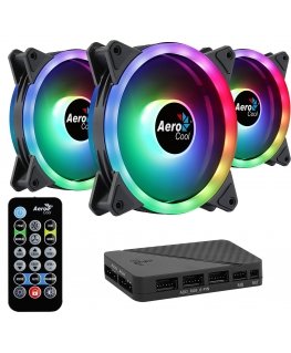 Aerocool DUO12PRO Kit 3xFan 12cm ARGB LED Dual Ring Antivibration 6 Pins Black