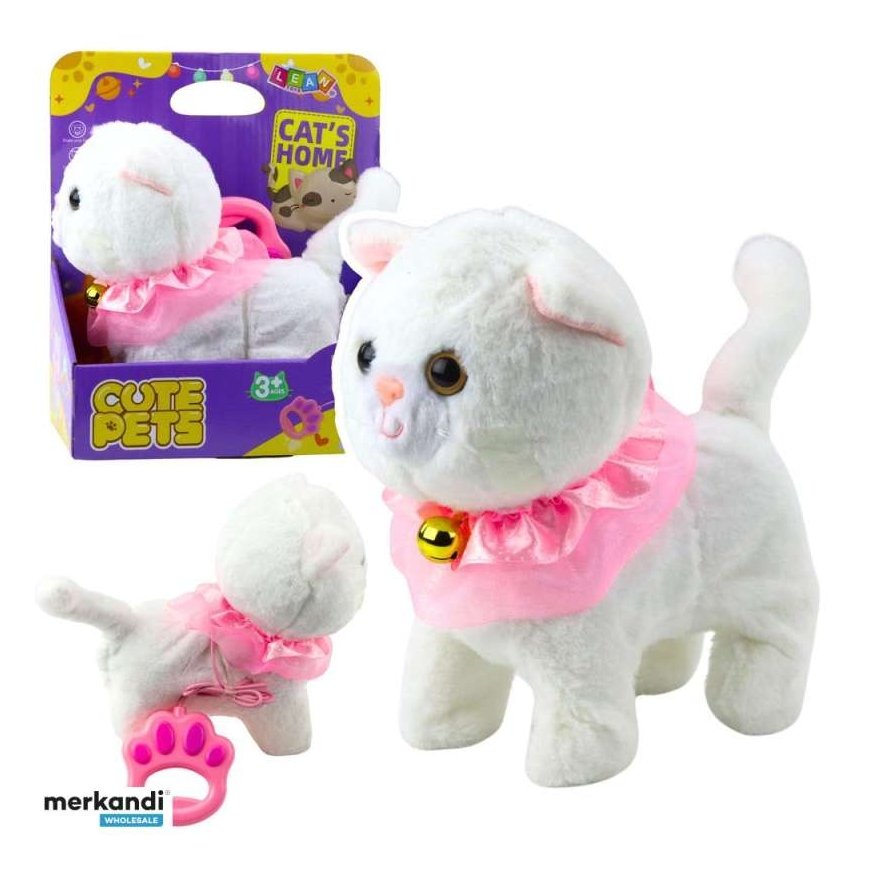 Lean Toys Interactive kitten with a leash, pink, ruffled, Tinkerbell, walks and meows