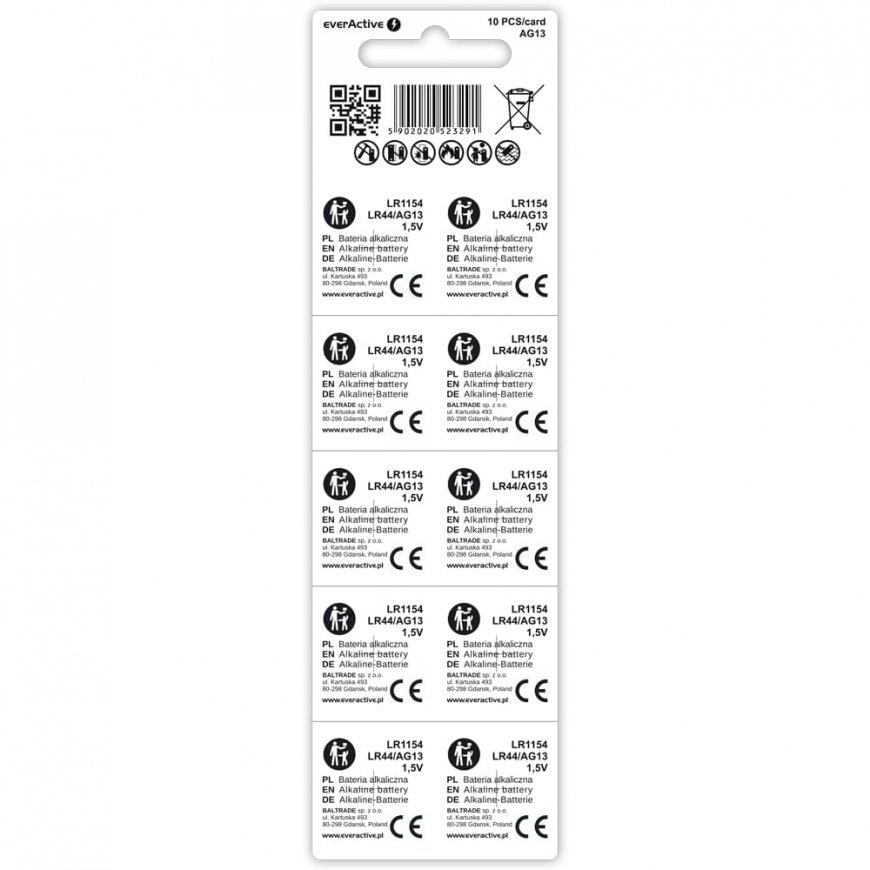 Everactive ALKALISKIE MINI AKUMULATORI AG13 PAKĀTĒ